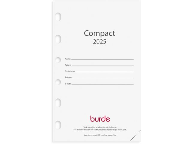 Systemkalender Burde Compact Kalendersats 2025
