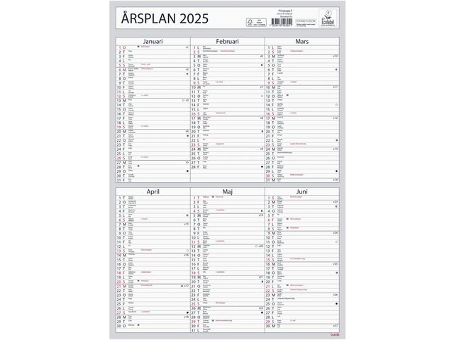Väggkalender Burde Årsplan 2025