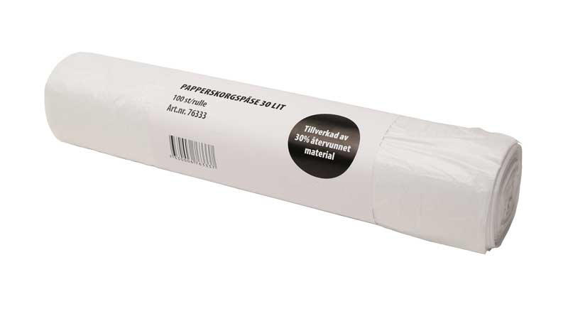 Papperskorgspåse Max RLLDE Vit 10my 30L 100st/rl