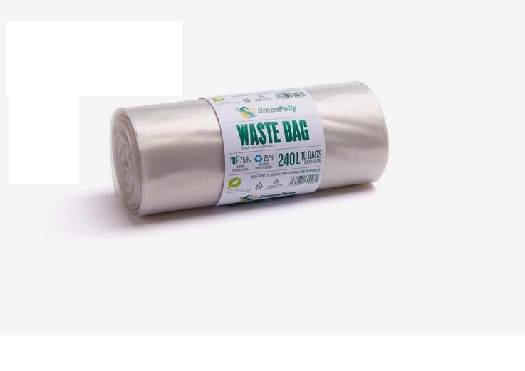 Avfallspåsar GreenPolly med Knyt Transparent 240L 10st/rl