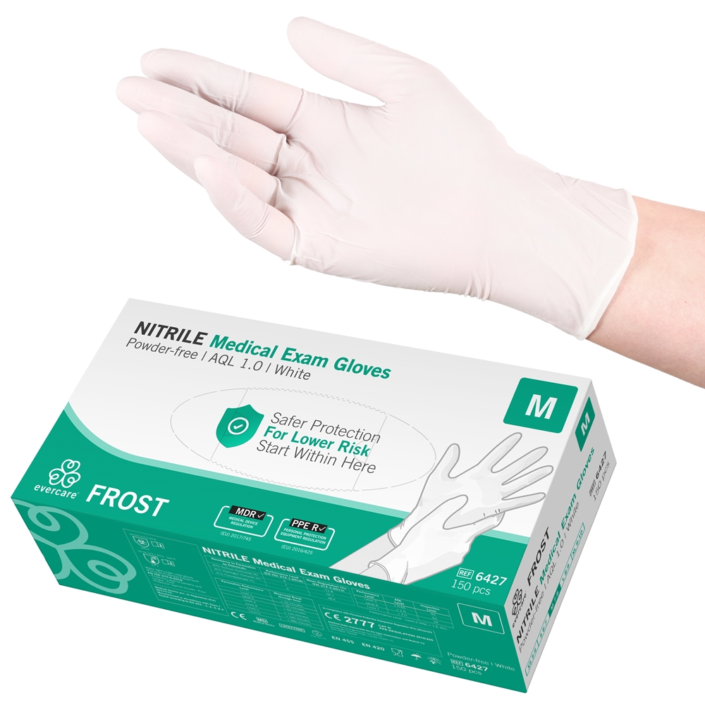 Handske Evercare Nitril Frost Vit AQL 1.0 M 150st