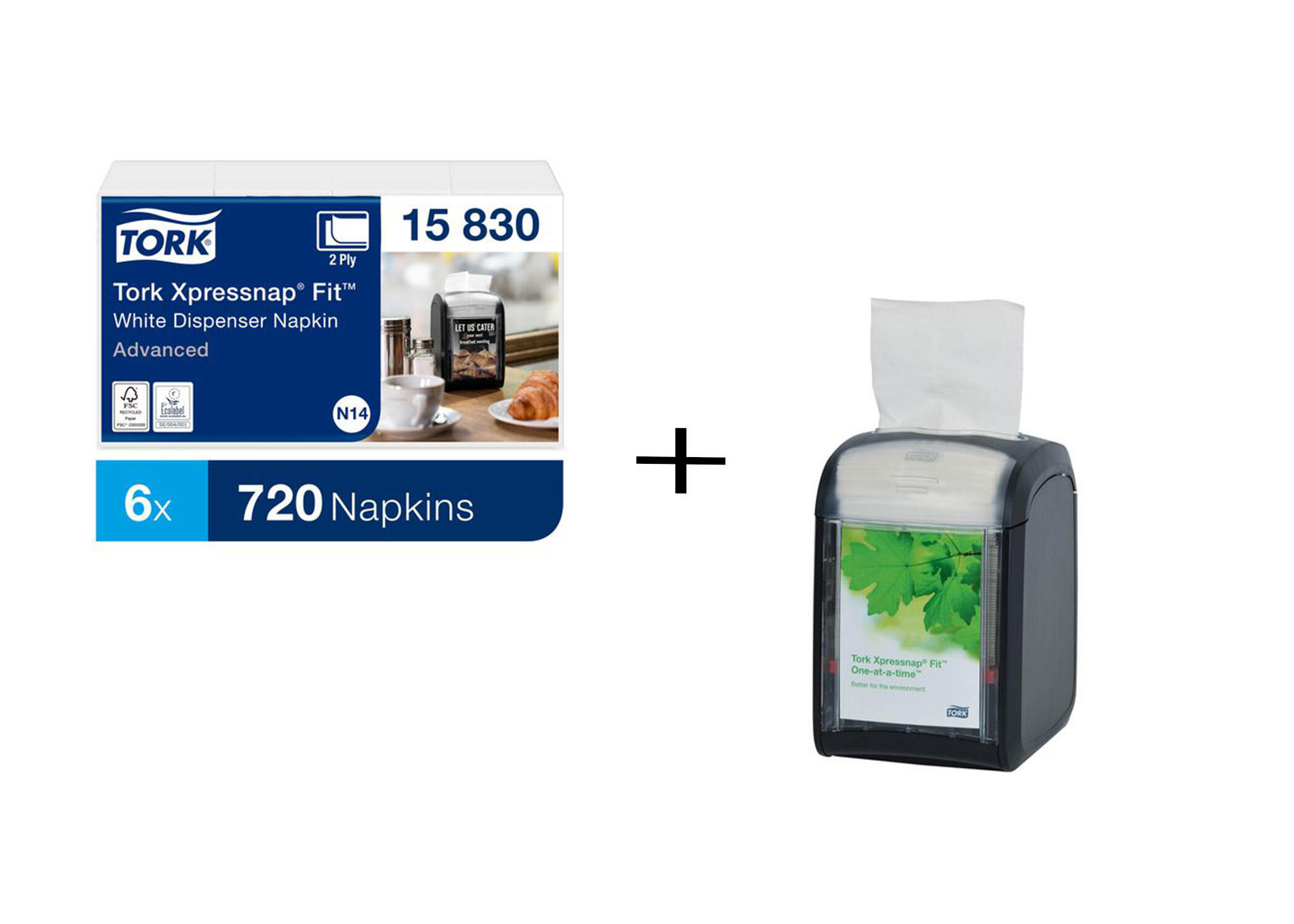 Dispenserservett Tork Xpressnap N14 Vit 6fp med Stå Dispenser Dispenserservett Tork Xpressnap N14 Vit 6fp med Stå Dispenser