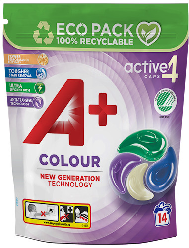 Tvättmedelskapslar A+ Color Active 4 14st
