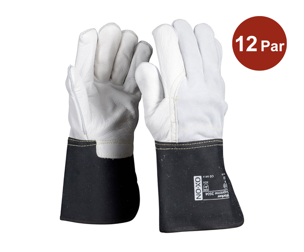 Läderhandske OX-ON Worker Supreme 2604 Vit-Svart S10
