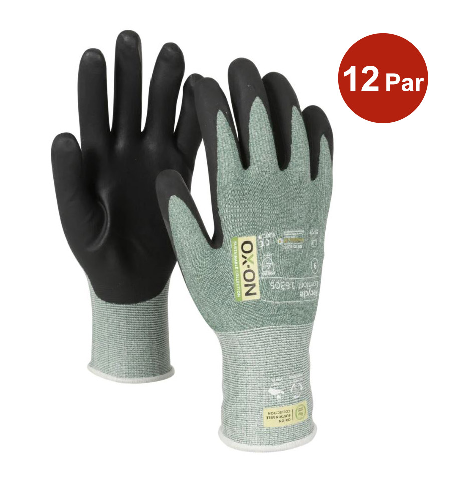 Hållbara Handske OX-ON Recycle Comfort 16305 Svart-Grön S10