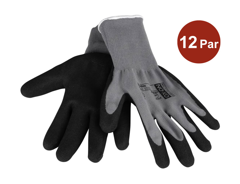 Handske OX-ON Flexible Basic 1012 Svart-Grå S10