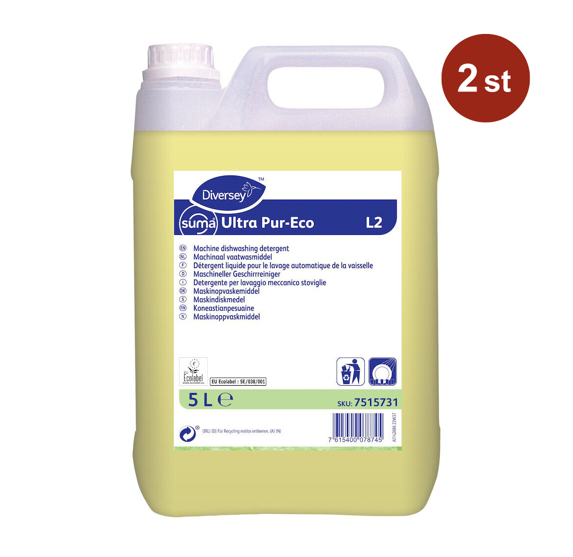 Maskindiskmedel Diversey Suma Ultra Pur-Eco L2 5L