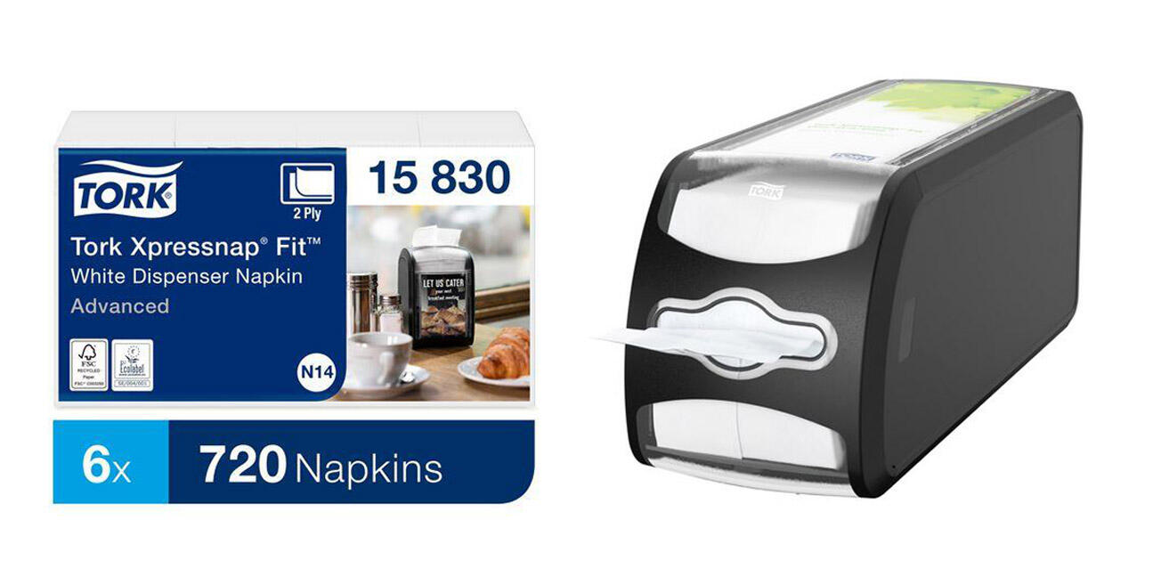 Dispenserservett Tork Xpressnap N14 Vit 6fp med Liggande Dispenser