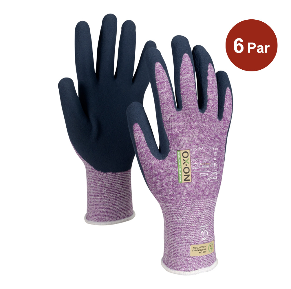 Hållbara Handske OX-ON Recycle Basic 16002 Svart-Violett