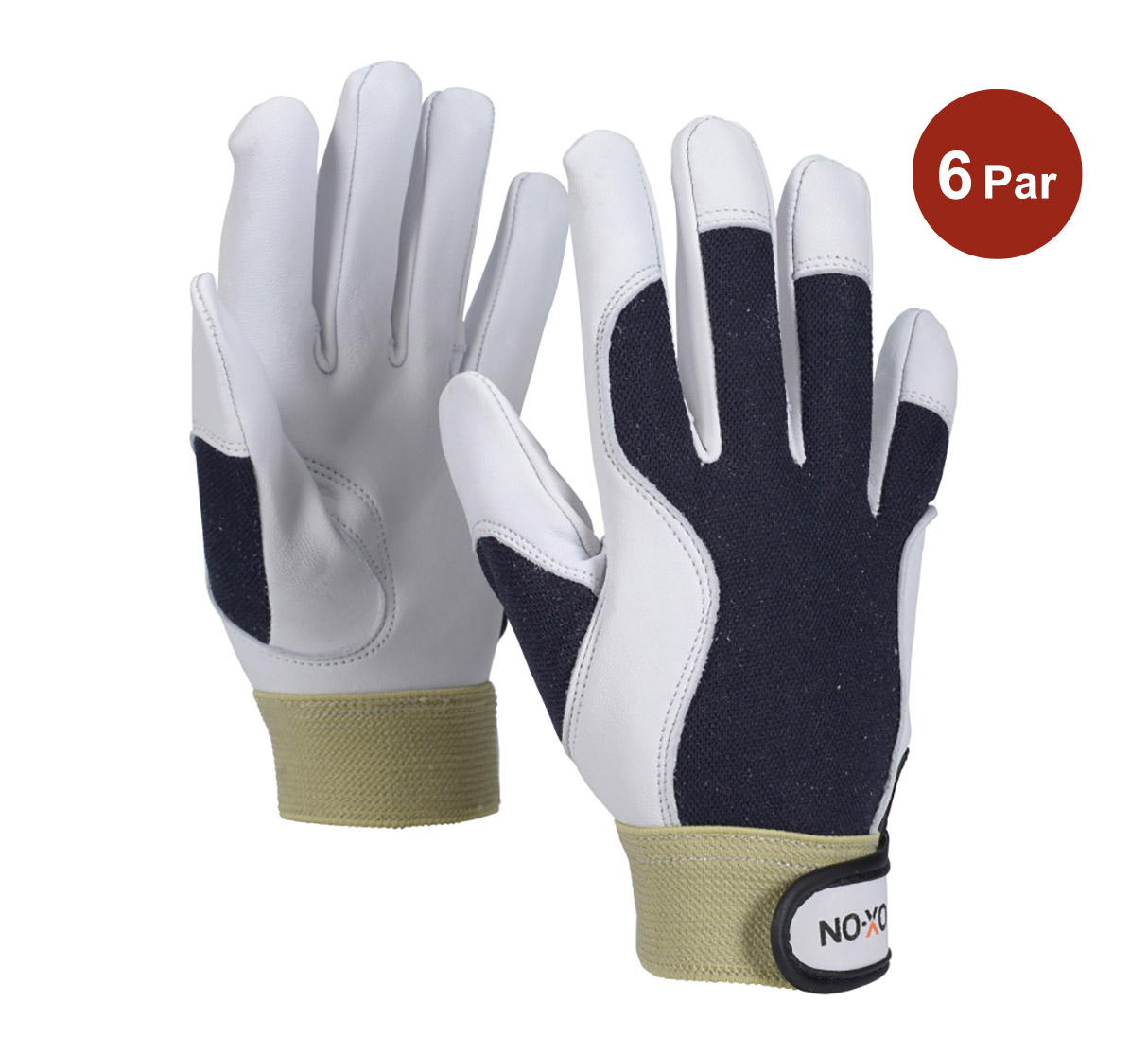 Läderhandske OX-ON Worker Supreme 2607 Vit-Svart S10