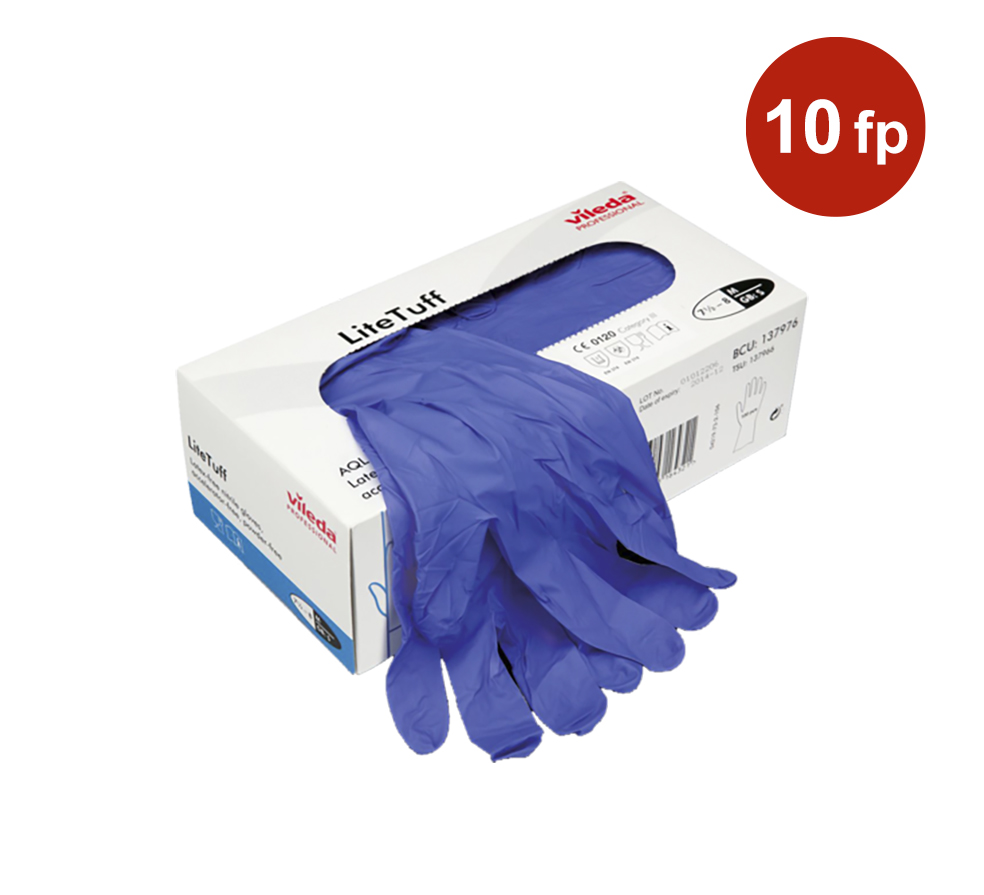 Niltrilhandske Vileda Professional LiteTuff Engångs Ofodrad Latexfri M Blå 100st