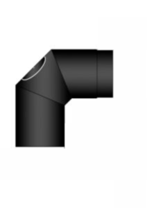 Rökrör Kaminex Knä 3-delad med Sotlucka Svart 90° Ø130 mm