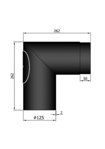 Rökrör Kaminex Knä med Sotlucka Svart 90° Ø125 mm
