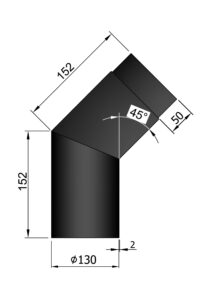 Rökrör Kaminex Knä Svart 45° Ø130 mm