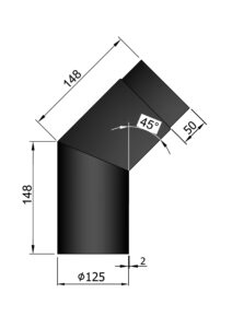 Rökrör Kaminex Knä Svart 45° Ø125 mm