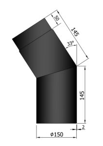 Rökrör Kaminex Knä Svart 30° Ø150 mm