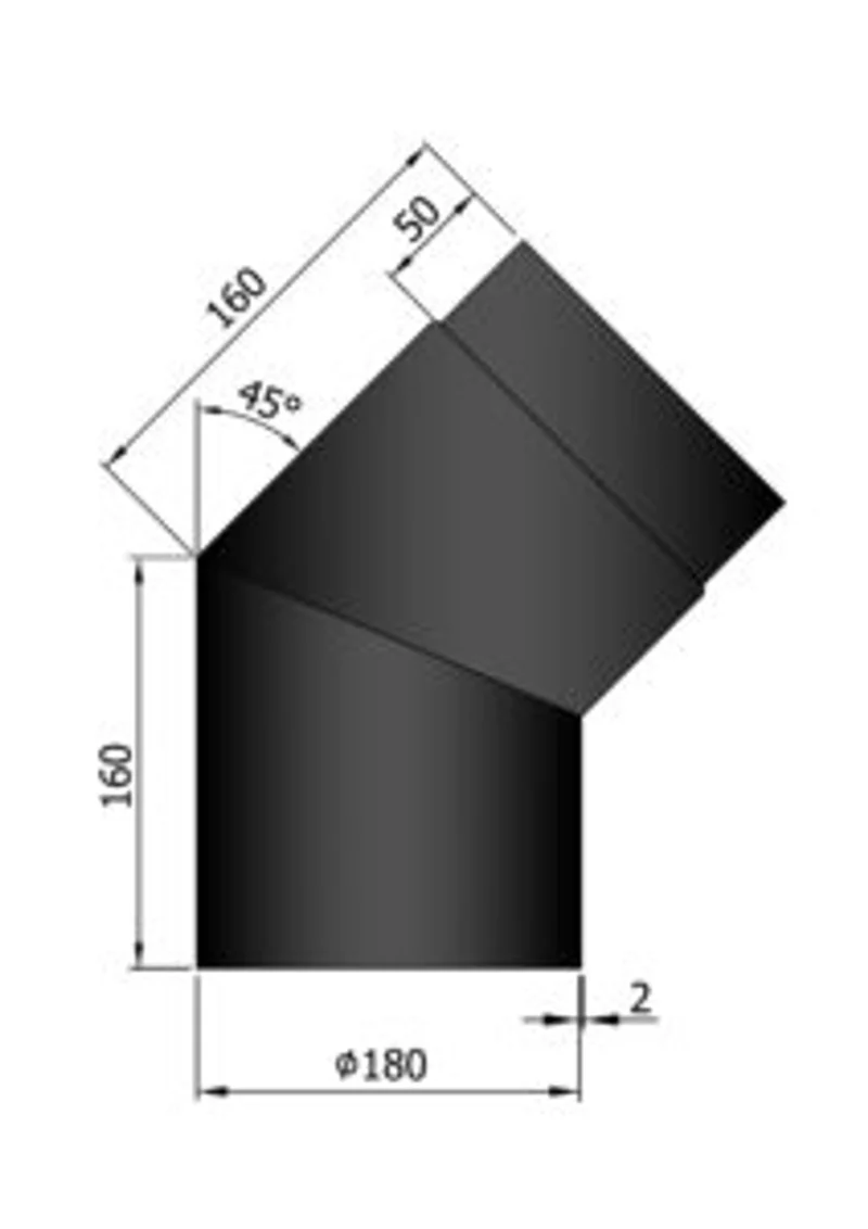 Rökrör Kaminex Knä Svart 45° Ø180 mm