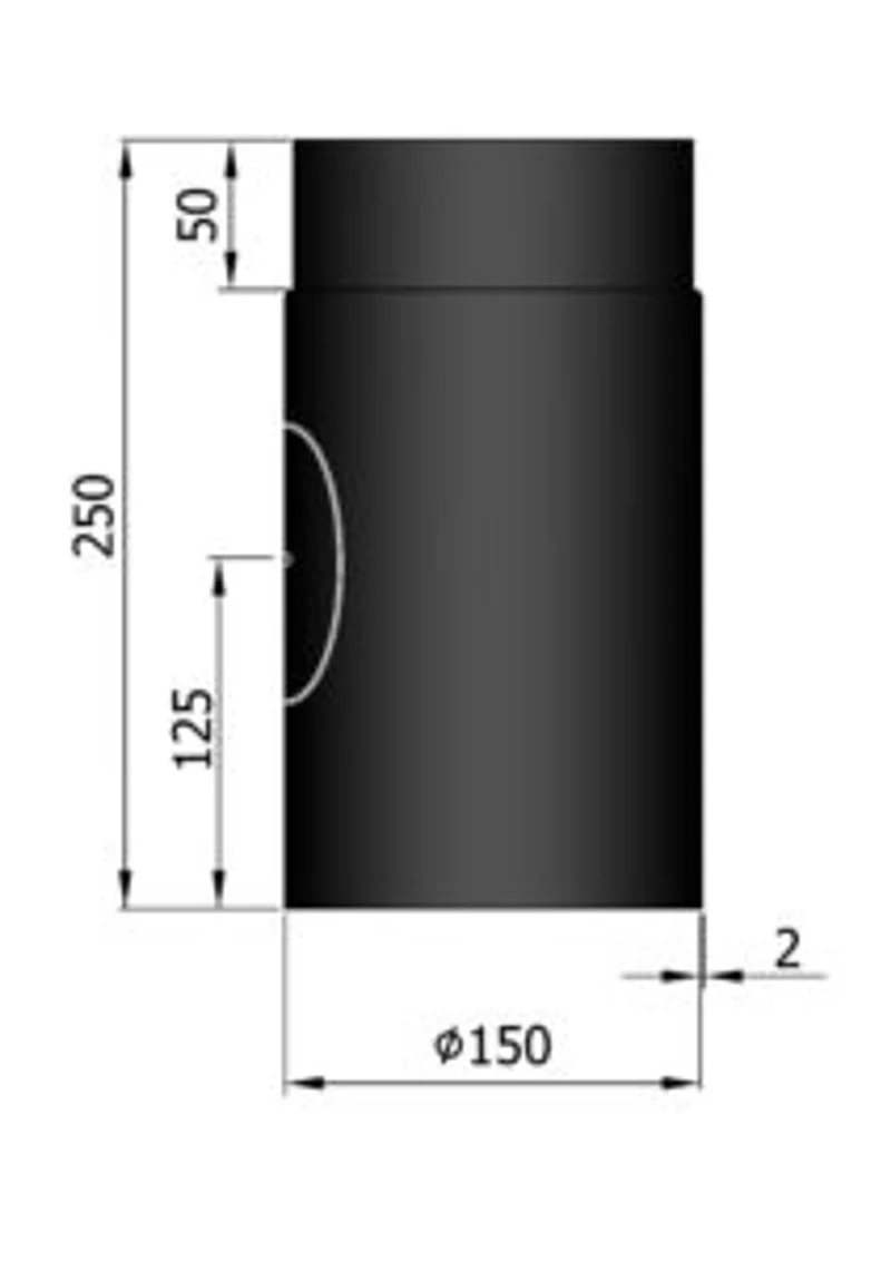 Rökrör Kaminex Rak med sotlucka Svart Ø150 mm Längd 250 mm