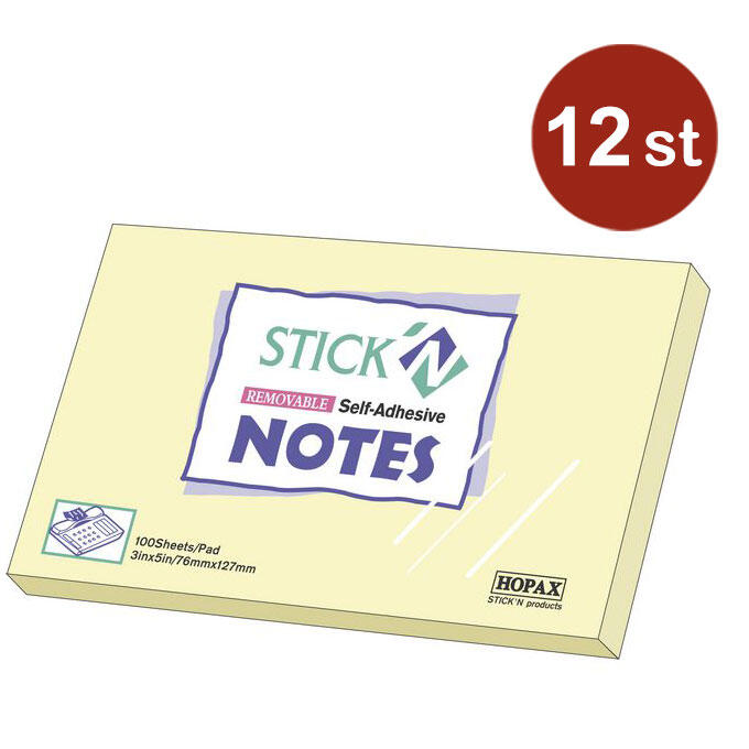 Notisblock Stick´n Notes Gul 76x127mm 100blad Notisblock Stick´n Notes Gul 76x127mm 100blad