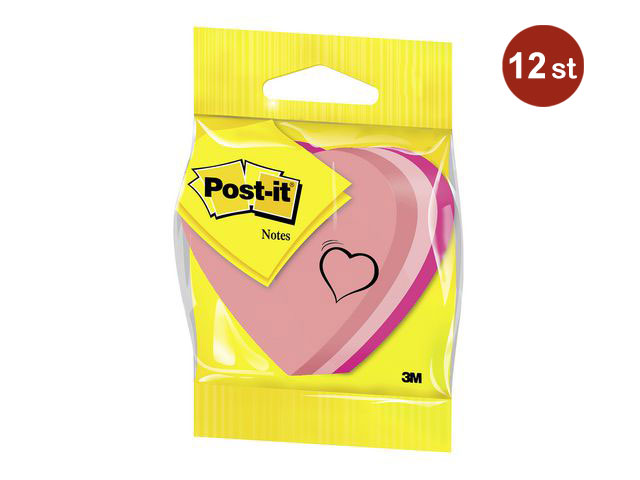 Notisblock Post-it Hjärta 2007H 3-Färger 225blod