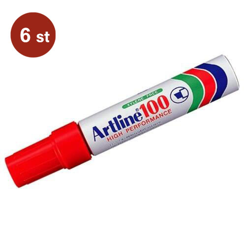 Märkpenna Artline 100 Permanent Snedskuren Spets Röd 12mm