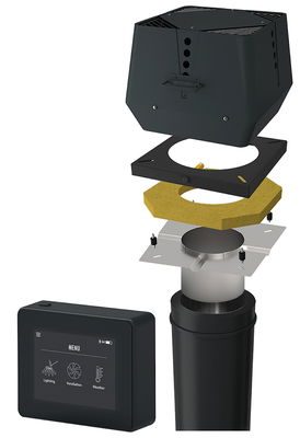 Rökgasfläkt Exodraft Paket Stålskorsten Öppen Eldstad RSV012 145 mm