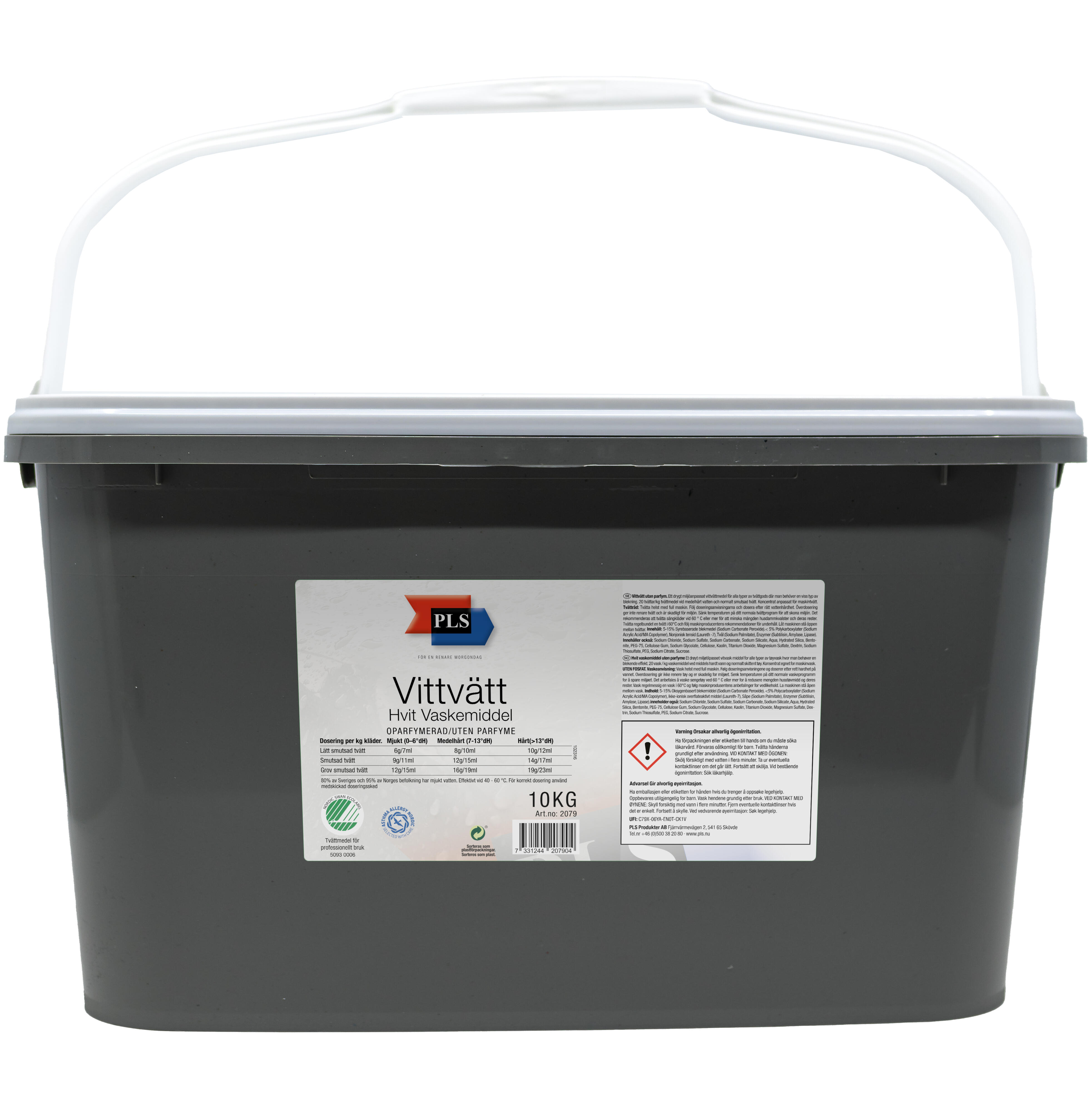 Tvättmedel PLS Vittvätt Fosfatfritt Oparfymerad 10kg