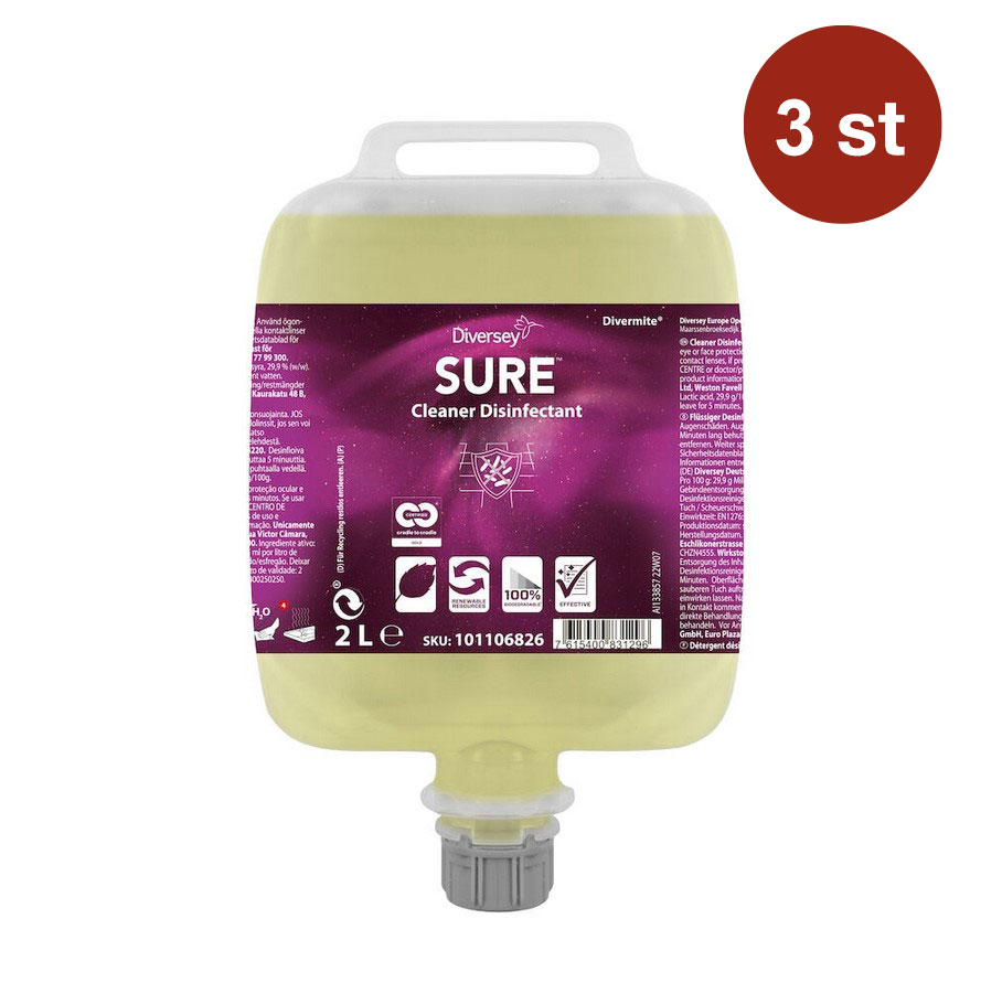 Desinfektionsmedel Diversey Sure Cleaner Disinfectant DVM 2L