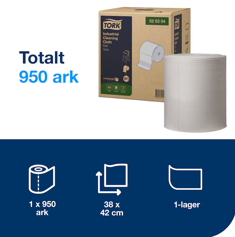 Industripapper Tork Rengöringsduk Flexibel Premium W1 Grå extra bild 2 Industripapper Tork Rengöringsduk Flexibel Premium W1 Grå extra bild 2