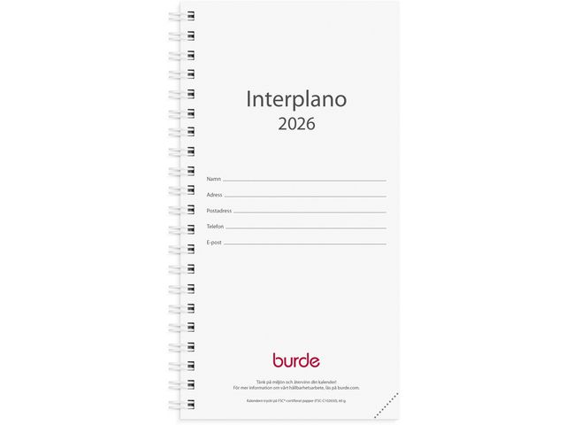Fickkalender Burde Interplano Refill 2026