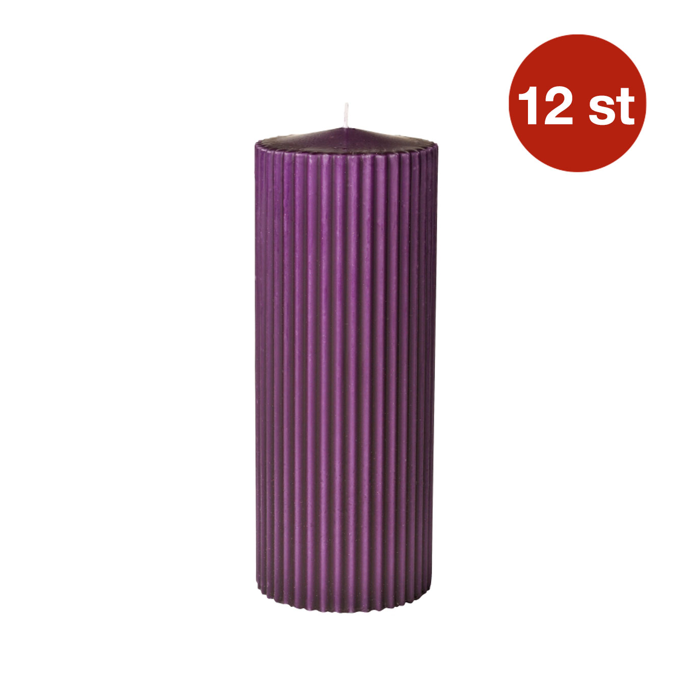 Blockljus Abena Räfflade Paraffin Mörklila 7x18cm 80h