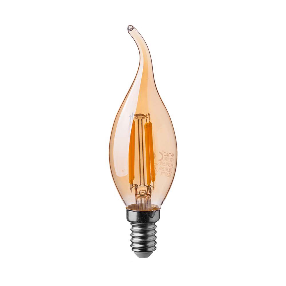 Filamentlampa V-TAC 4W E14 Candle Amber Kåpa Tip 2200K