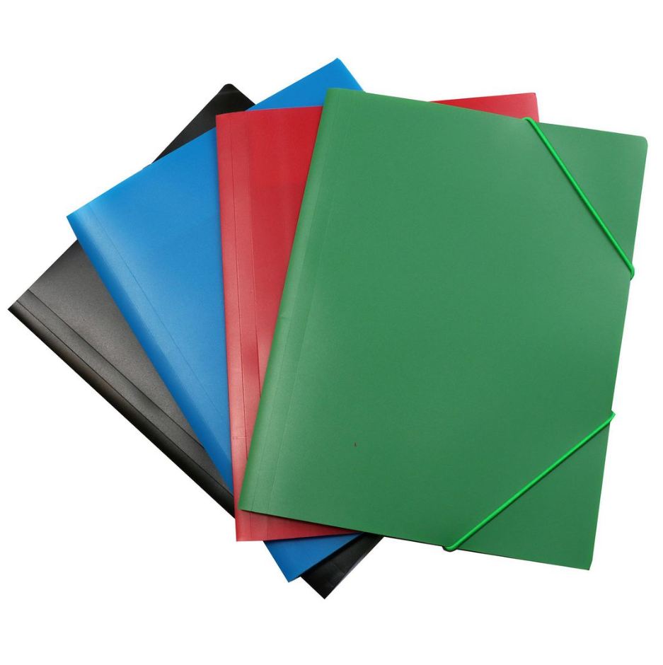 Gummibandsmapp PP 100% Återv Svart