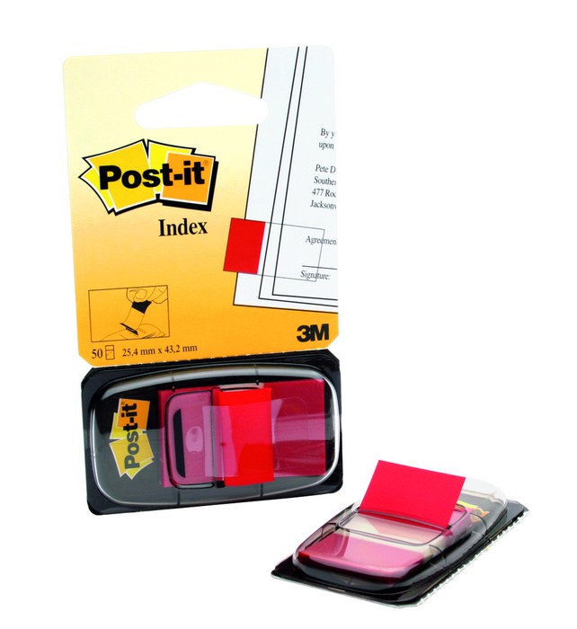 Märkflik Post-it Index Röd 25x43mm 50 Flikar