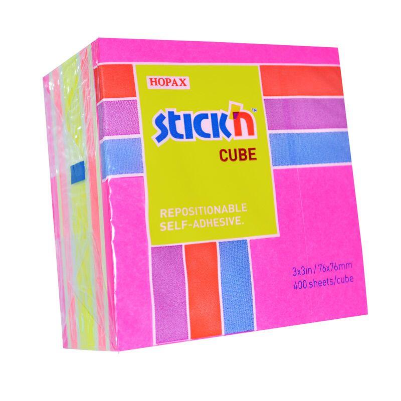 Notisblock Stick´n Cube Pastell Neon 76x76mm 400 Blad
