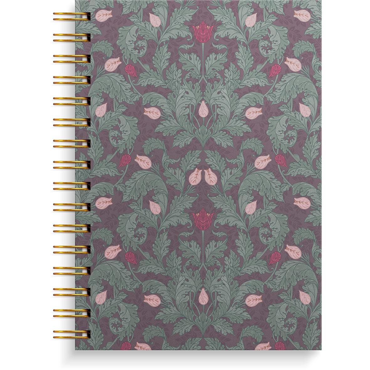 Anteckningsbok Burde Spiral Flower A5 Linjerad Burgundy 150 Blad