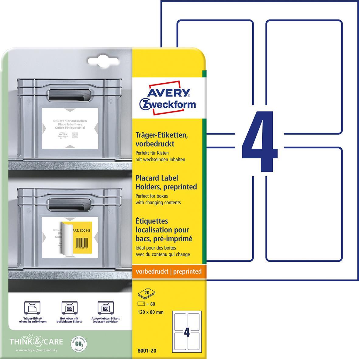 Underetikett Avery Förtryckt Vit/Ljusgrå 120x80mm 80st