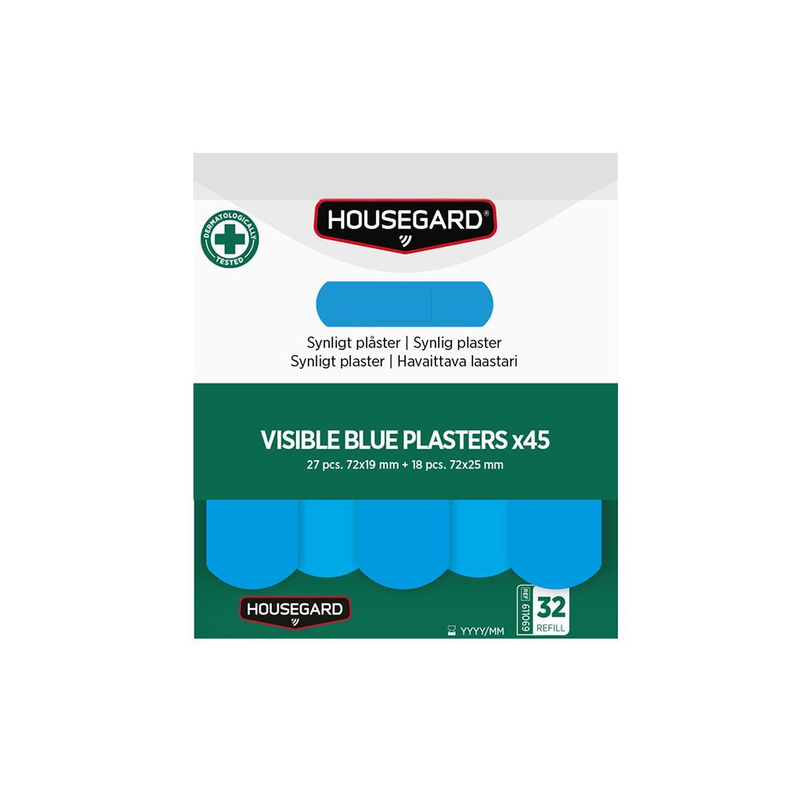 Plåster Housegard Visible Refill Blå 2x45st
