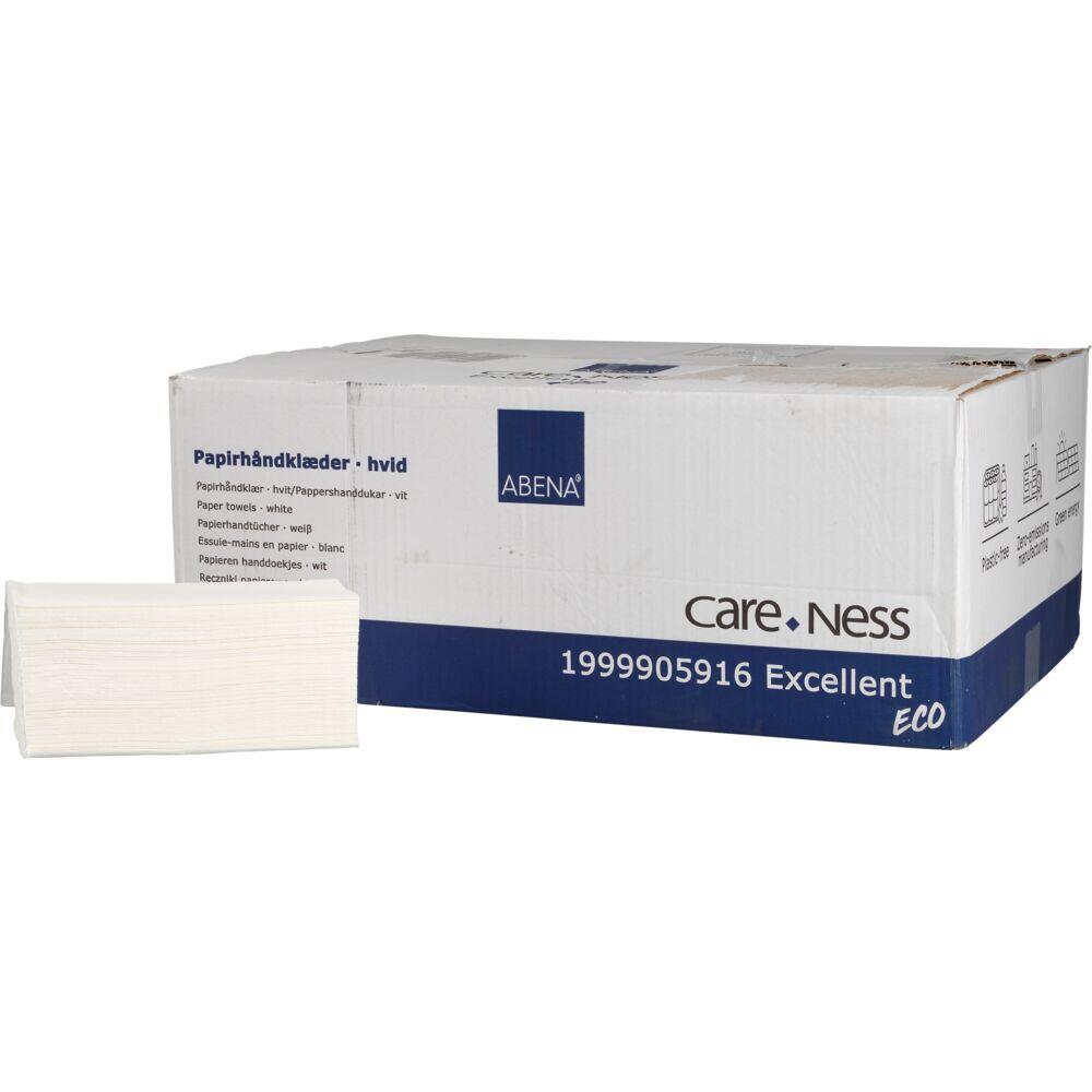 Pappershanddukar Abena Care-Ness Excellent Eco 2-lags V-vikt Vit 20fp