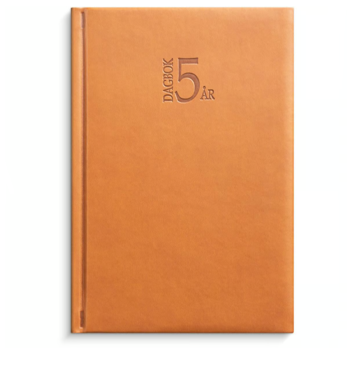 Almanacka Burde 5-årsdagbok Konstläder Cognac Brun 1055