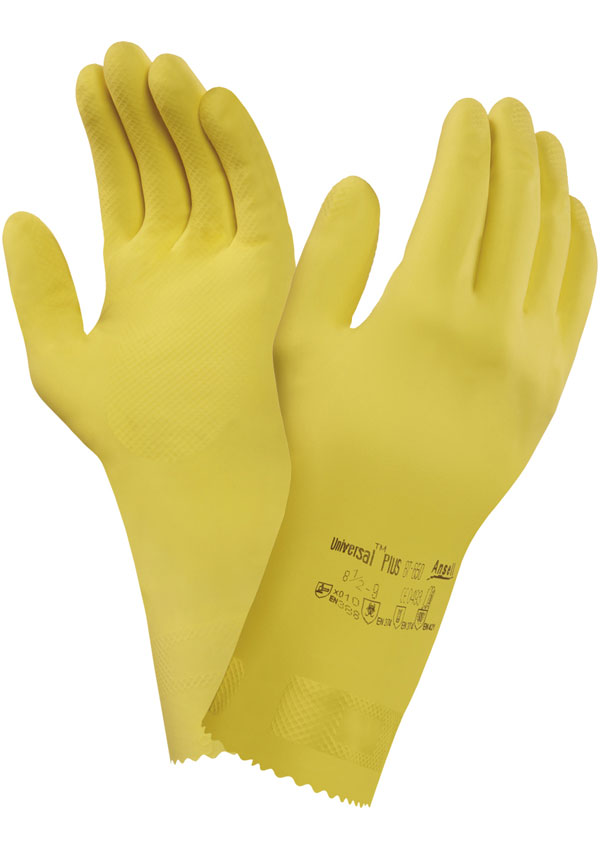 Städhandske Ansell Universal Plus Latex Gul