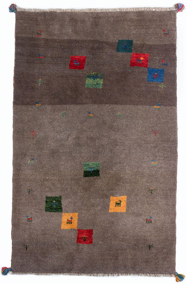 Handknuten Persisk matta Gabbeh Shiraz Ull Grå 105x167cm Handknuten Persisk matta Gabbeh Shiraz Ull Grå 105x167cm