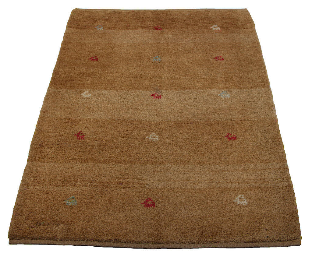 Handknuten Persisk matta Gabbeh Shiraz Ull Beige 106x137cm
