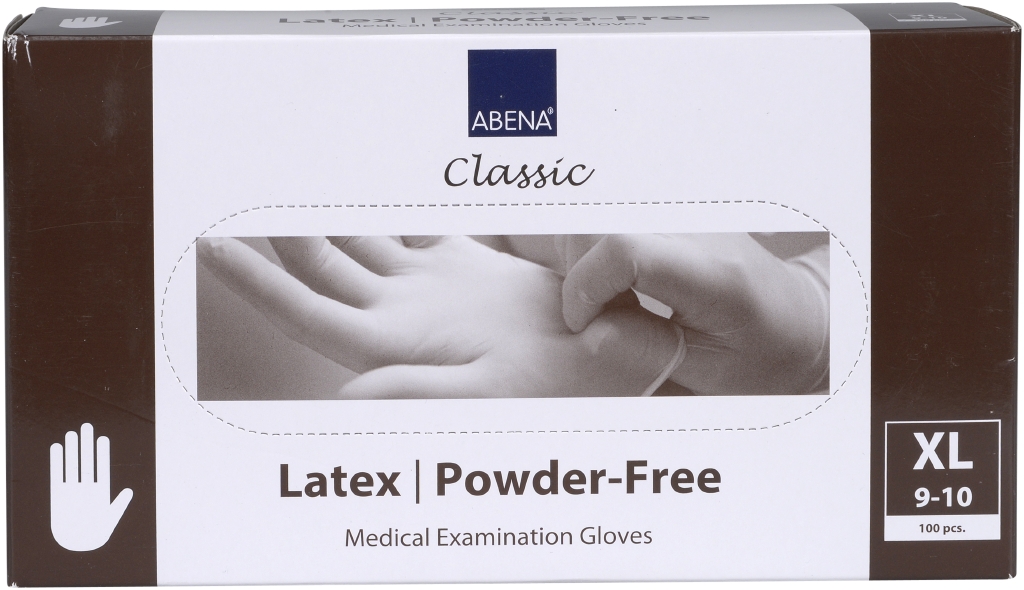 Engångshandskar Latex Abena Classic Puderfri Natur XL 100st