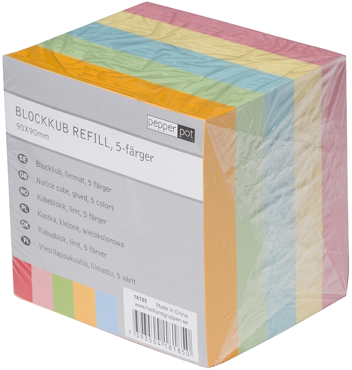 Blockkub Refill PepperPot Färgat 90x90mm 800blad