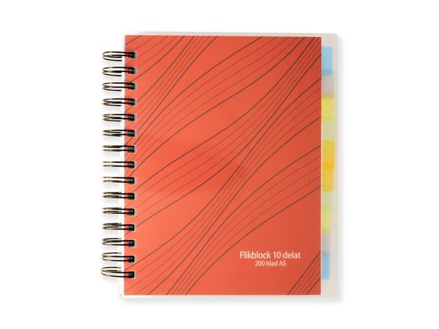 Anteckningsbok Nordic Brands med 10 Avdelare A5 70g 200 Blad