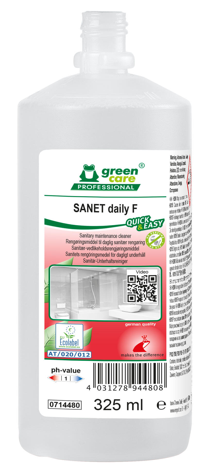 Sanitetsrent Green Care Sanet Daily F Quick och Easy 325ml