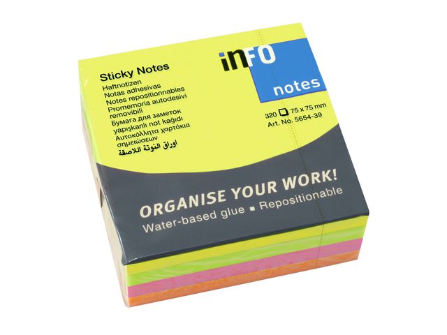 Notisblock Info Notes Kub Neon 75x75mm 320blad