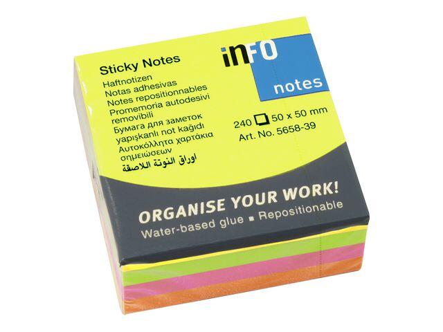 Notisblock Info Notes Kub Neon 50x50mm 240blad