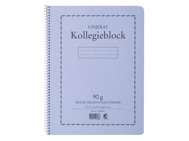 Kollegieblock Nordic Brands Linjerat Träfritt A4 90g 70 Blad